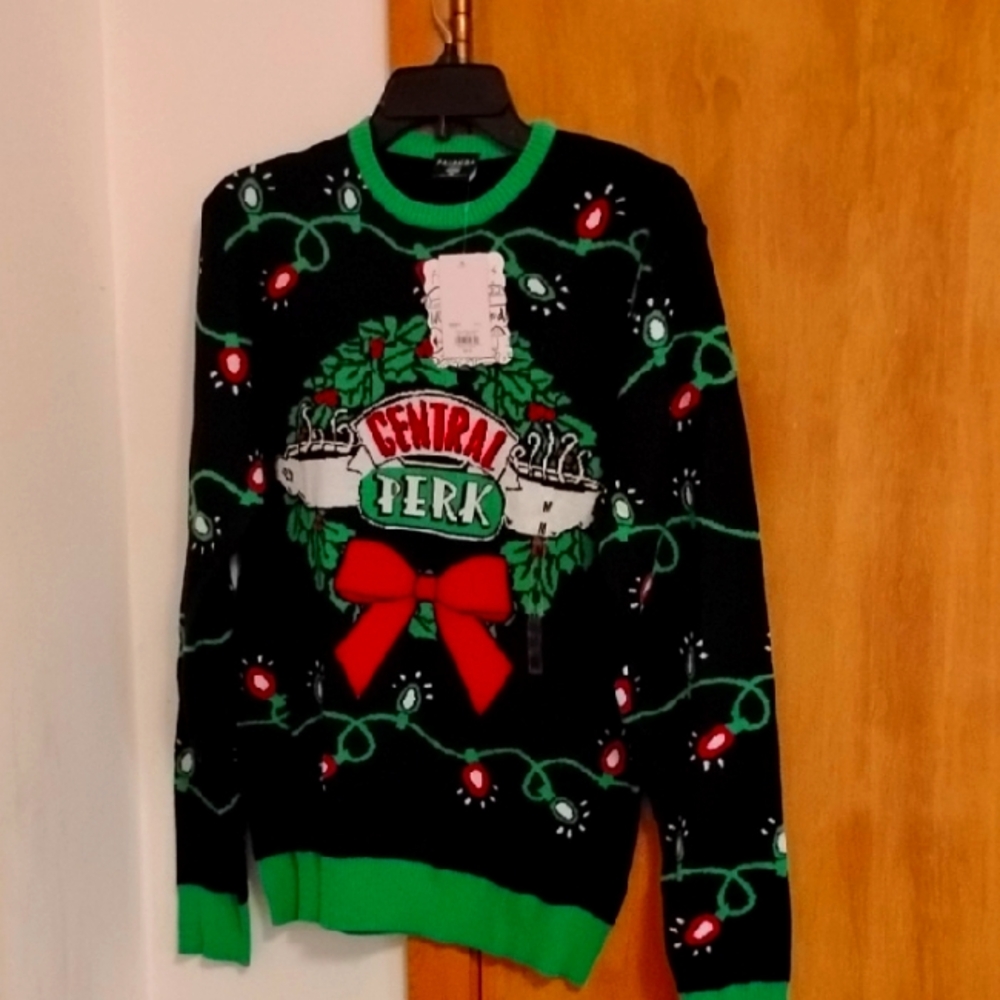 Central Perk Black and Green Men's Sweater